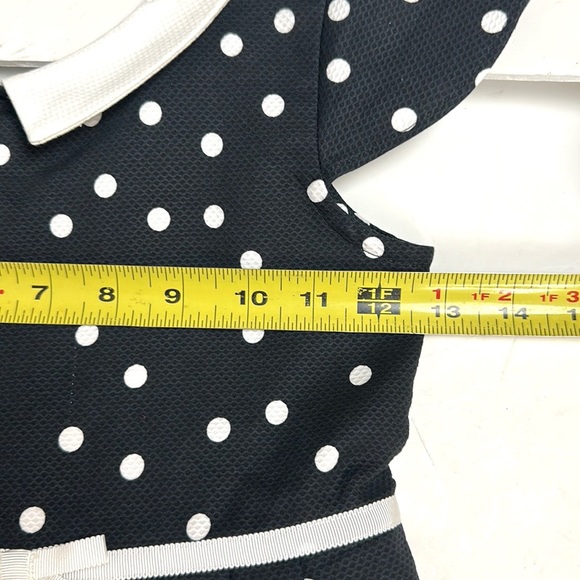 NWT Janie and Jack Cotton Dress Black and White Polka Dot Cap Sleeves size 7 - Picture 8 of 11